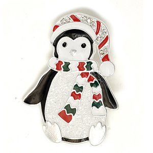 Christmas Santa Penguin Brooch